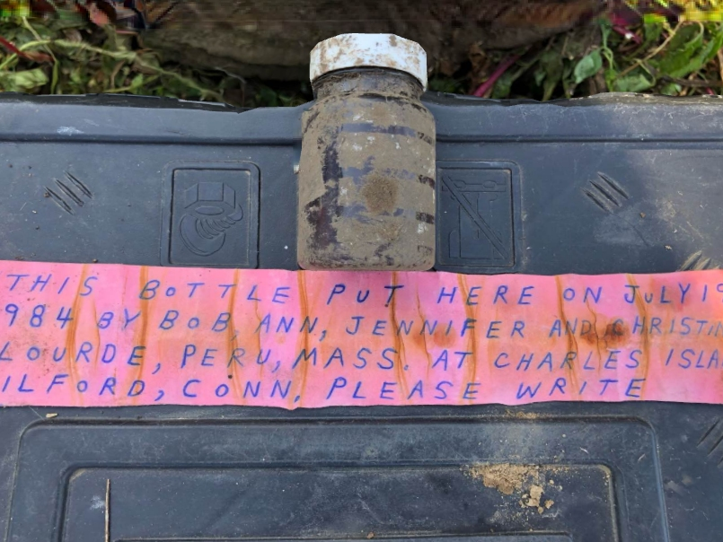 The bottle was left by a Massachusetts family.