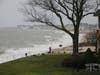 Fort Trumbull Beach is experiencing some rough weather Friday.