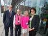 Michael E. Zwick (Rutgers Office for Research Senior Vice President), Gloria Bachmann & Amy Papi (co-chairs of the NJ One Health Steering Committee) & Cheryl Stroud (executive director, One Health Commission) at the Regional One Health Consortium. 