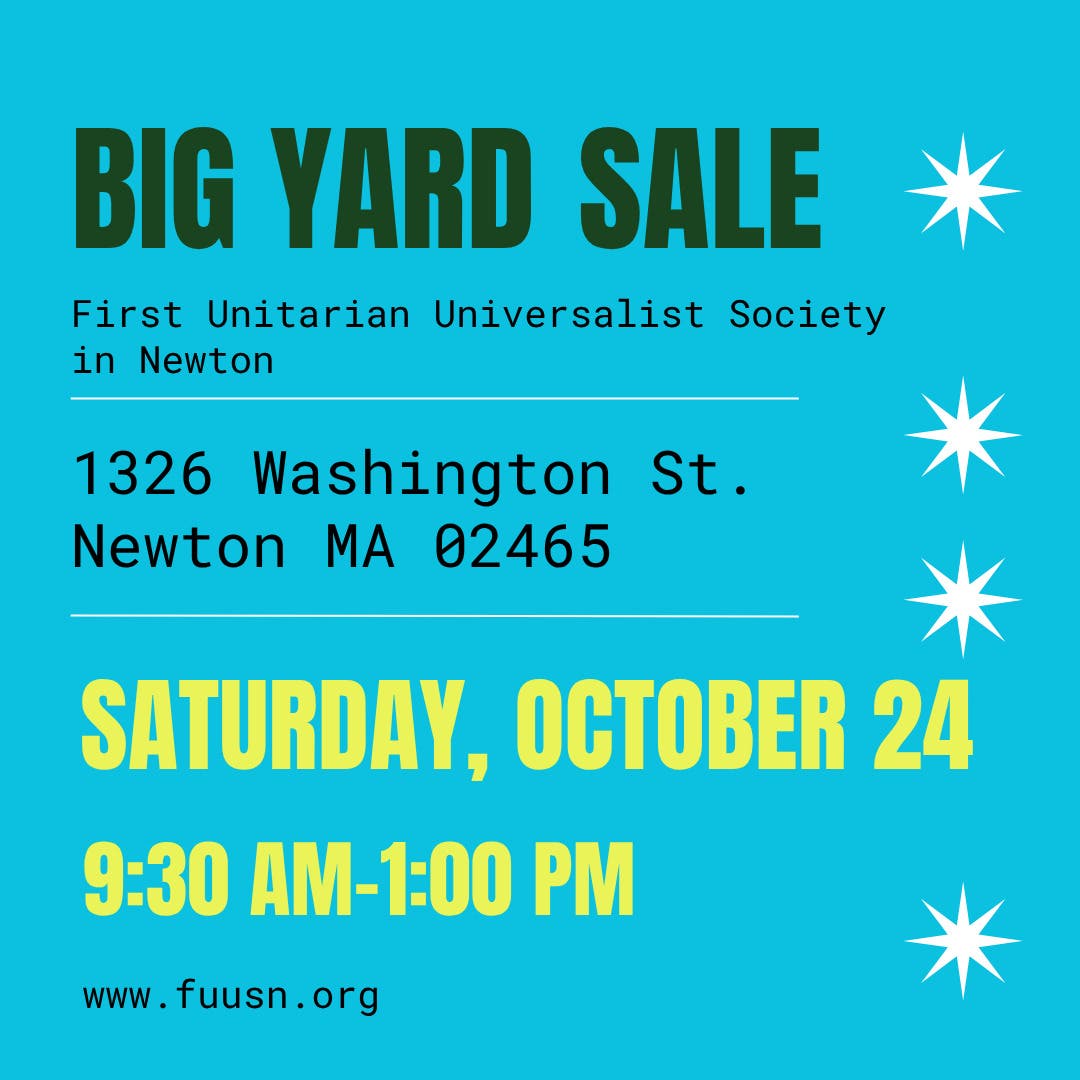 Big annual yard sale, Sat. 10/24!