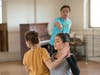 Ivan Korn teaches students in modern dance technique at the Marblehead School of Ballet.