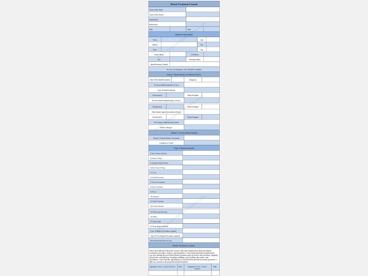 Dental Treatment Consent Form Template in Word, PDF | Phoenixville, PA ...