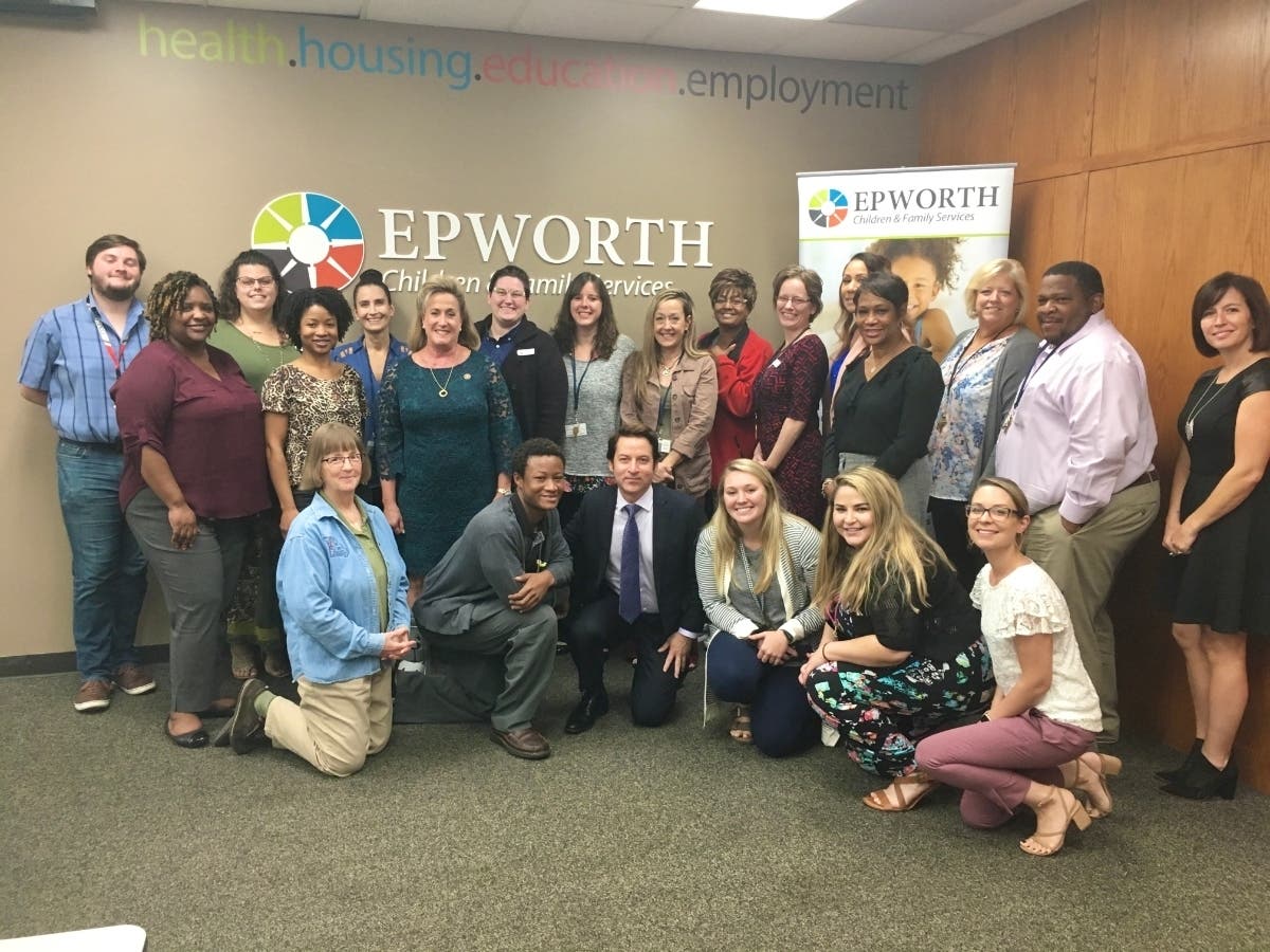 Pictured is Missouri's 2nd Congressional District Rep. Ann Wagner joining the Epworth team to learn more about the agency's work with children, youth and families in crisis.
