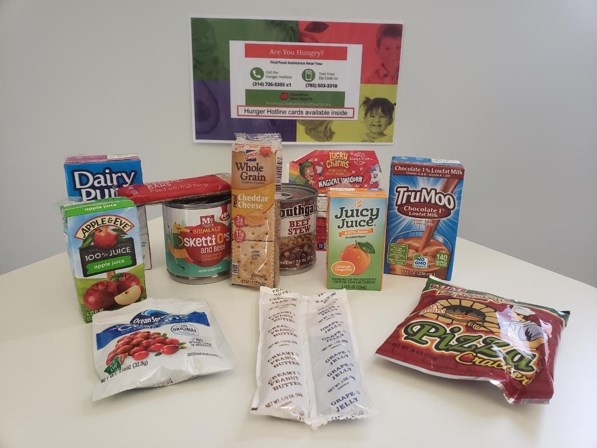 A sample of an emergency food pack distributed to those who need assistance.