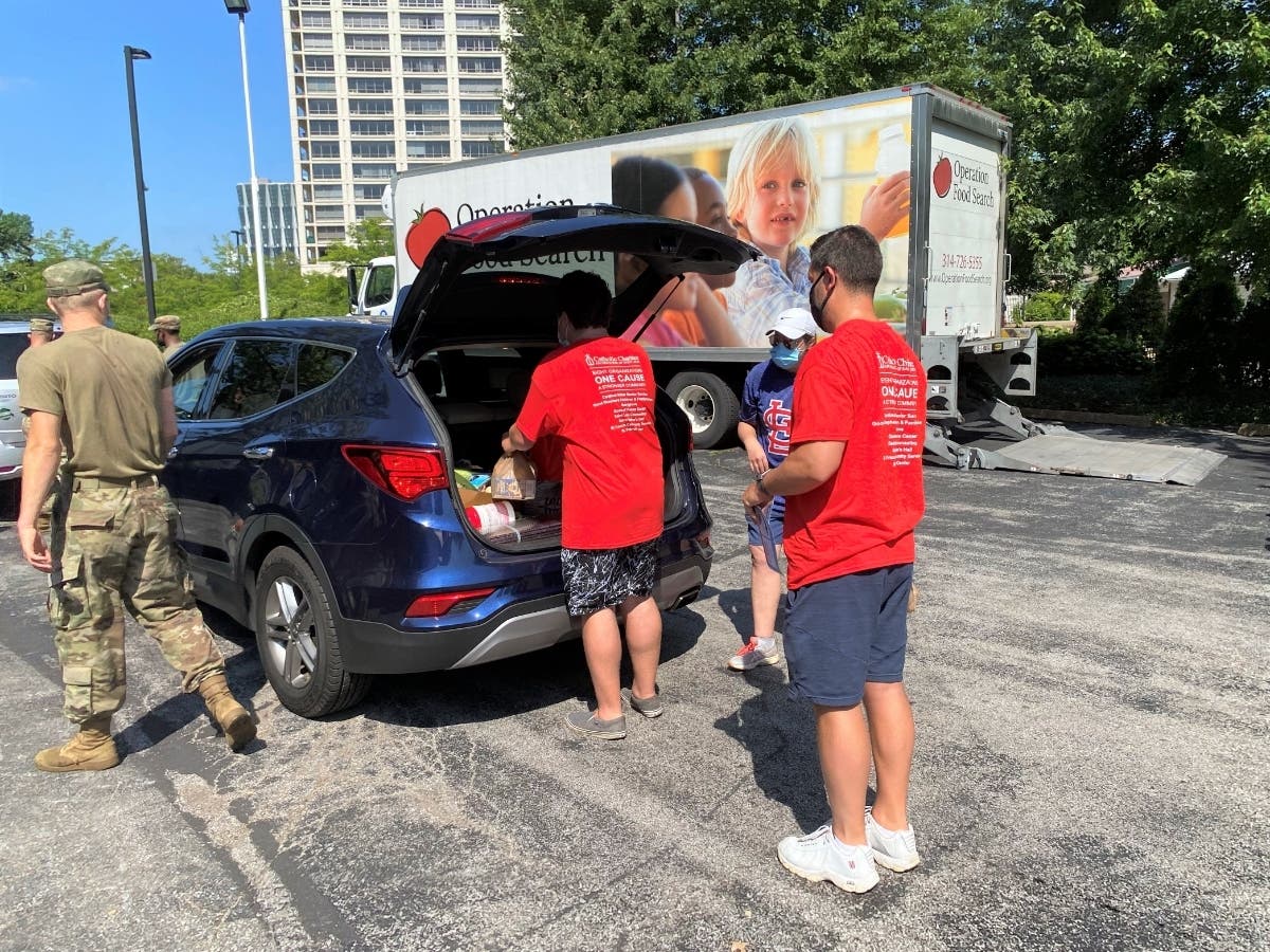 The drive-through emergency meal and supply distribution event took place July 24