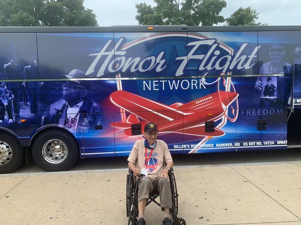 Crespi was accompanied by his daughter Jane Crespi on the Honor Flight.