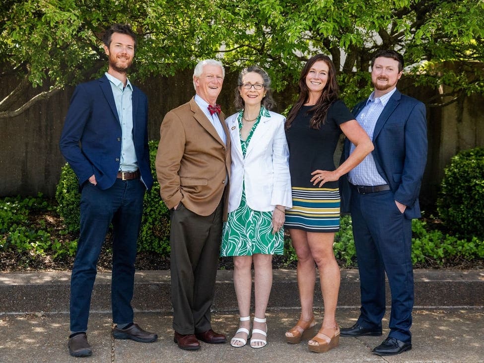 Pictured from left to right are Henry Powers, Chief Growth Officer; Pierce Powers, Chairman and Founder; Sue Powers, Event Coordinator; Elizabeth Powers, Chief Relationship Officer; and JD Powers, Chief Executive Officer.