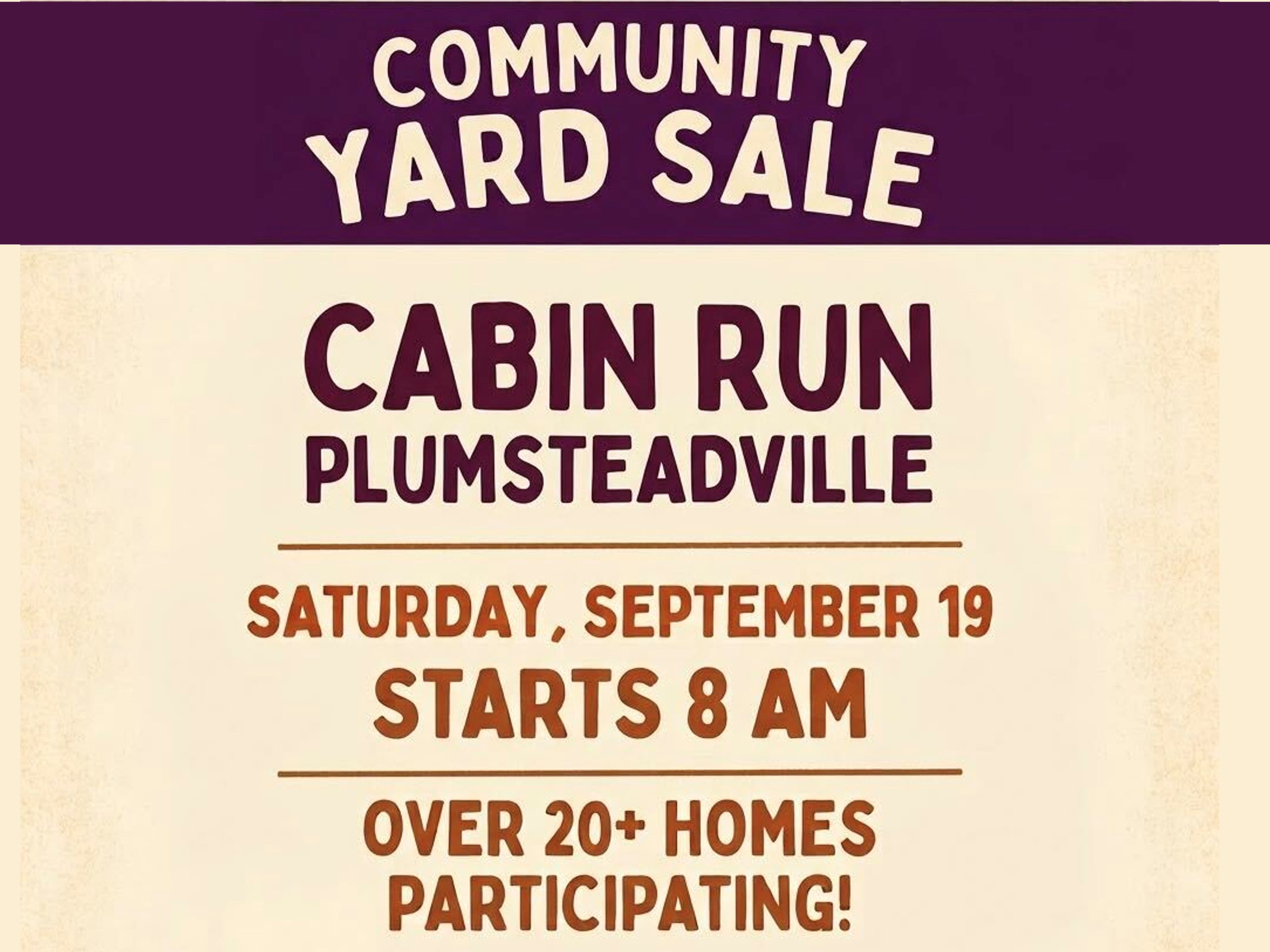 Community Yard Sale 20+ Families Cabin Run Plumsteadville