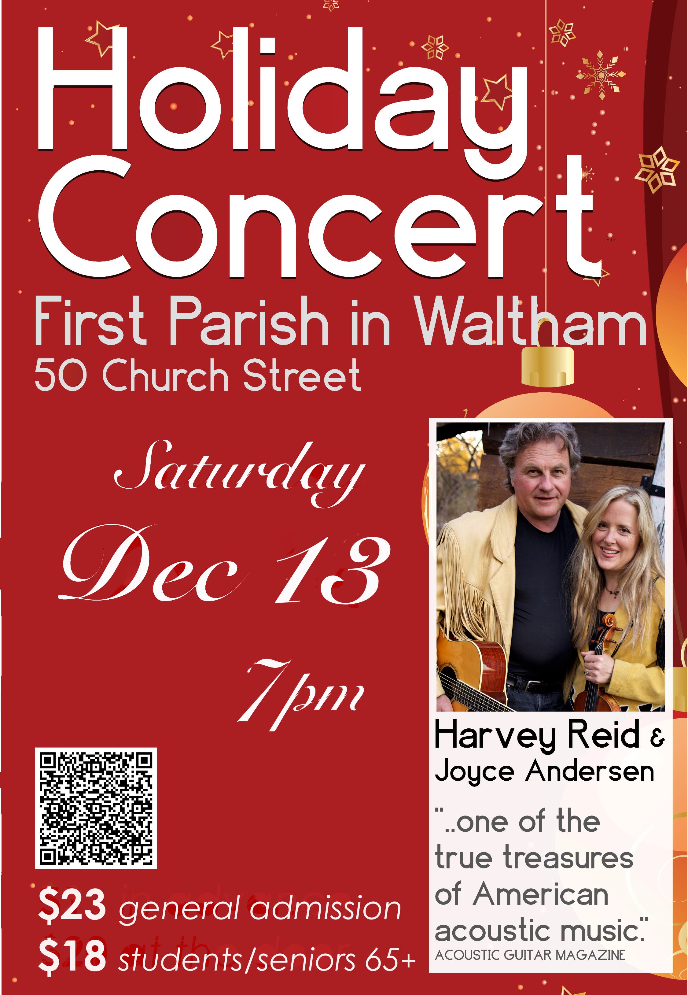 Holiday Concert with Harvey Reid and Joyce Andersen