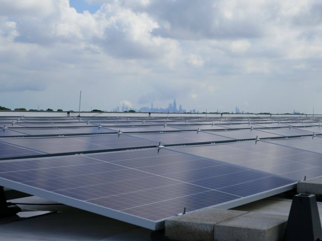 The Michael Lewis Company recently unveiled these solar energy panels at their global headquarters in McCook. 