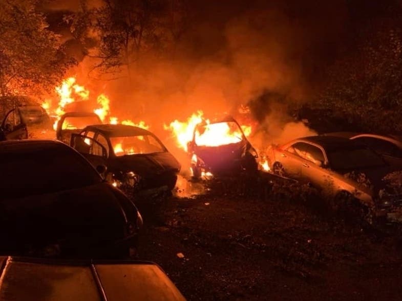 Firefighters spent two hours fighting a blaze that damaged several cars in Blue Island. 