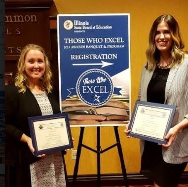 Sarah Bogard and Erin Collins received awards of recognition. 