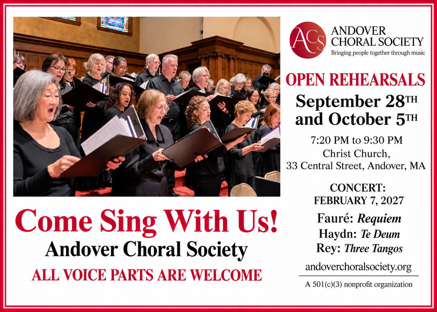 Andover Choral Society holds Open Rehearsals