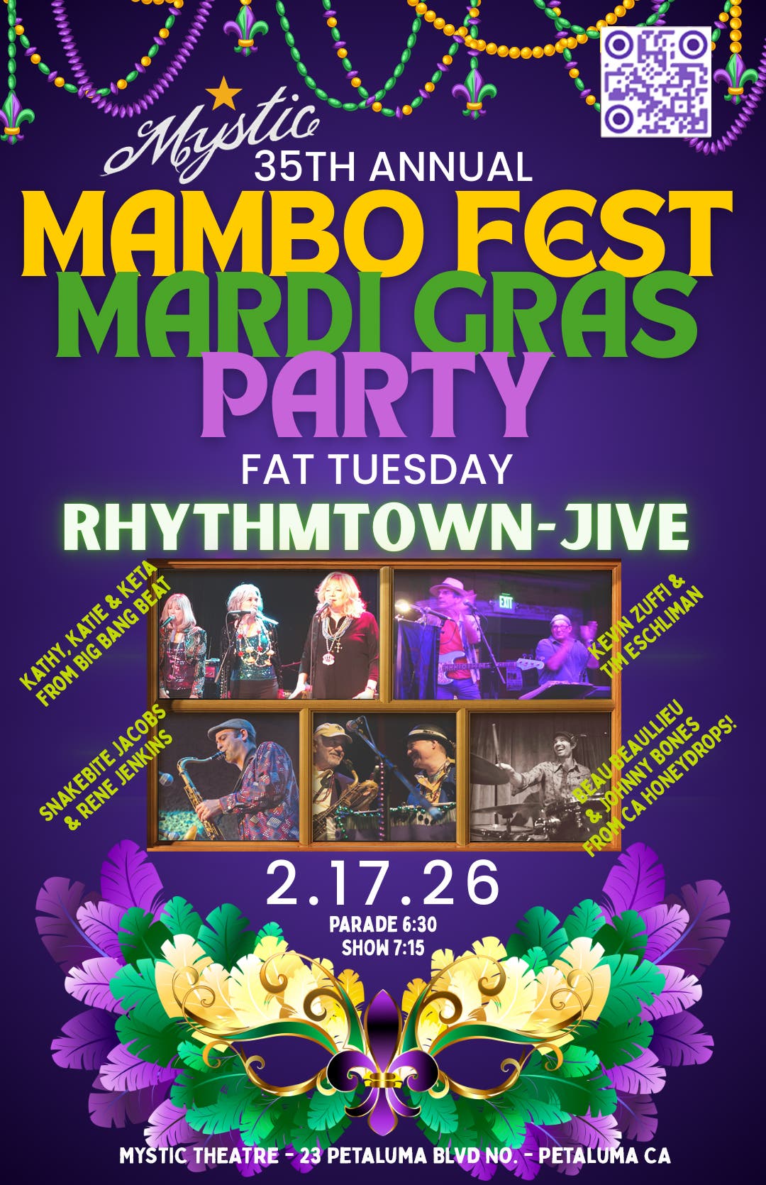 Announcing the 35th Annual Mardi Gras Mambofest! Fat Tuesday, February 17 at the Mystic Theatre