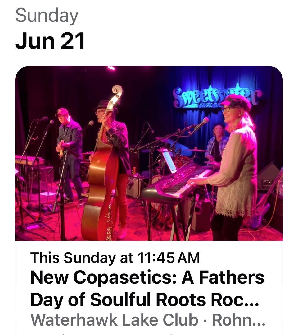 New Copasetics: A Fathers Day of Soulful Roots Rock at Waterhawk Lake Club June 21 Sunday noon-3:00