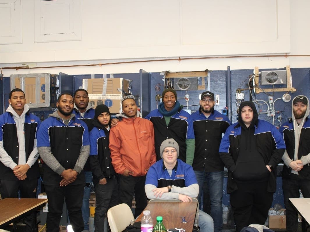 Students in the HVAC class at the Benjamin Franklin Institute of Technology