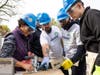 Astound employee volunteers in 2024 at a Habitat for Humanity home build in Chicago