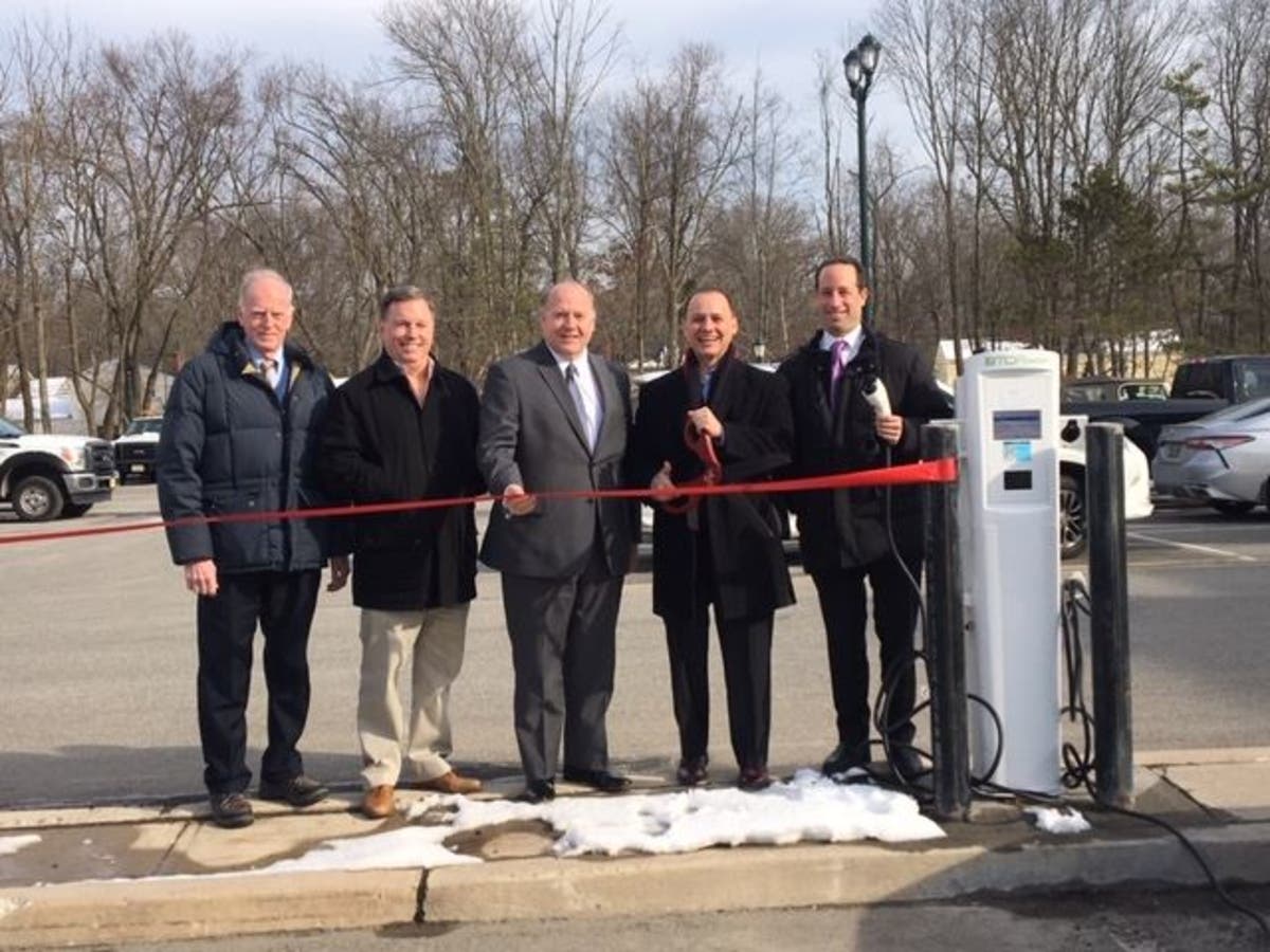 Three electric vehicle charging stations were installed in the Livingston Town Hall parking lot.