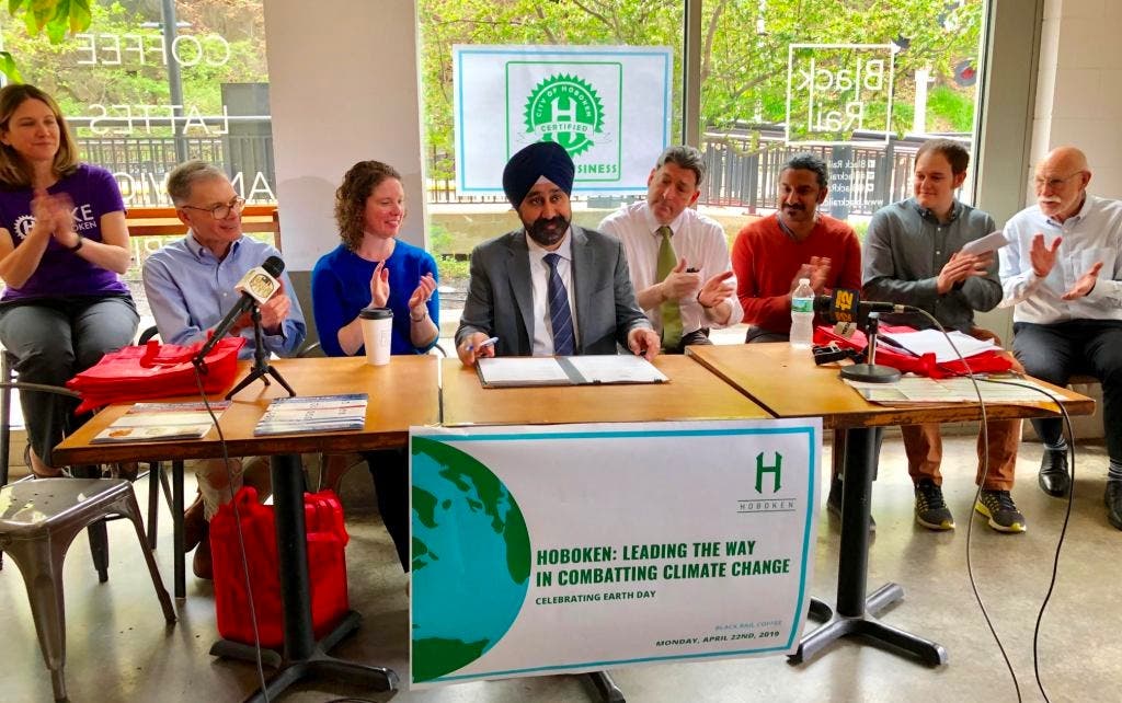 Mayor Ravi Bhalla signed an executive order adopting Hoboken’s Climate Action Plan on April 22, 2019.