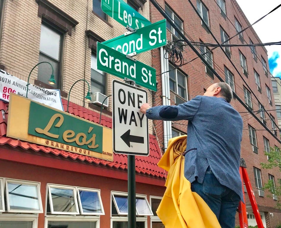 Hoboken officials held a street renaming ceremony for Leo’s Grandevous on April 27, 2019.