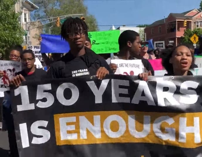 A rally for youth prison reform took place in Newark, New Jersey on May 18, 2019.