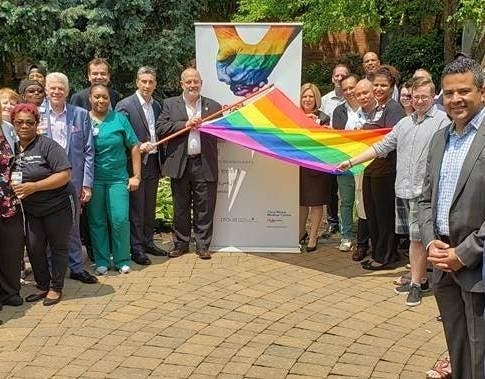 Clara Maass Medical Center raised a rainbow-colored flag in celebration of National Pride Month 2019.
