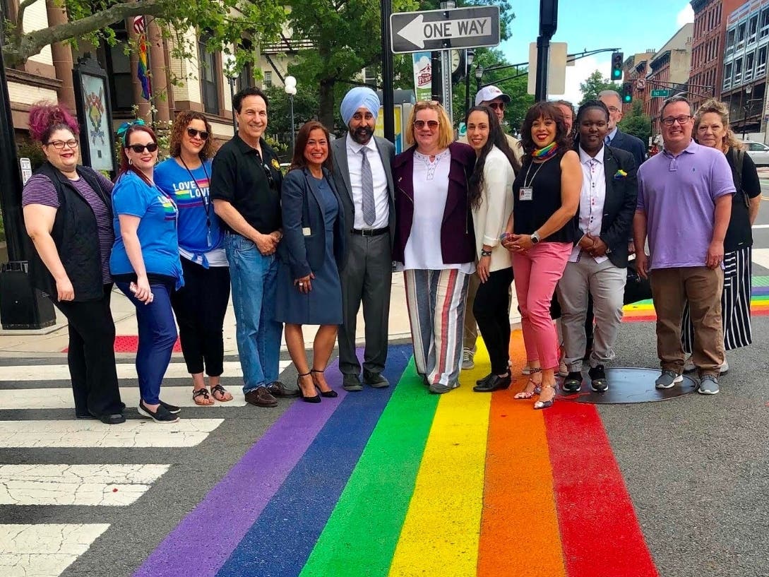 The City of Hoboken painted a rainbow crosswalk in honor of Pride Month on June 1, 2019.