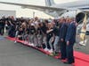 Team USA returned from their World Cup win in France on July 8, 2019, passing through Newark Airport in New Jersey.
