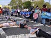 Civil rights activists and Catholic residents form a human cross in Newark, New Jersey on Sept. 4, 2019.