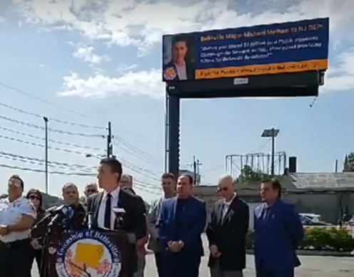 A billboard on Rt. 21 is meant to bring attention to Belleville’s water struggles, the town’s mayor says.