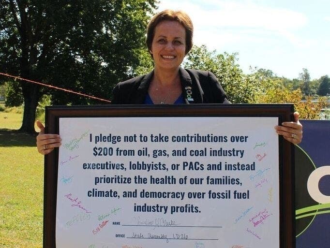 Christine Clarke has taken the “No Fossil Fuel Money” challenge as she gears up for the general election on Nov. 5, 2019.