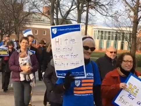 Adjunct professors and support staff at nine public colleges in New Jersey are considering a strike as contract talks stall with the Governor's Office of Employee Relations.