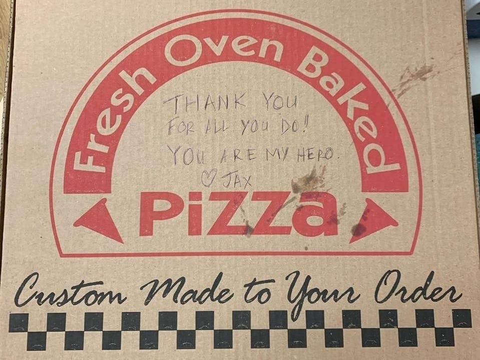 A boy and his mom made a heartwarming pizza delivery to the Nutley Police Department on Nov. 22, 2019.