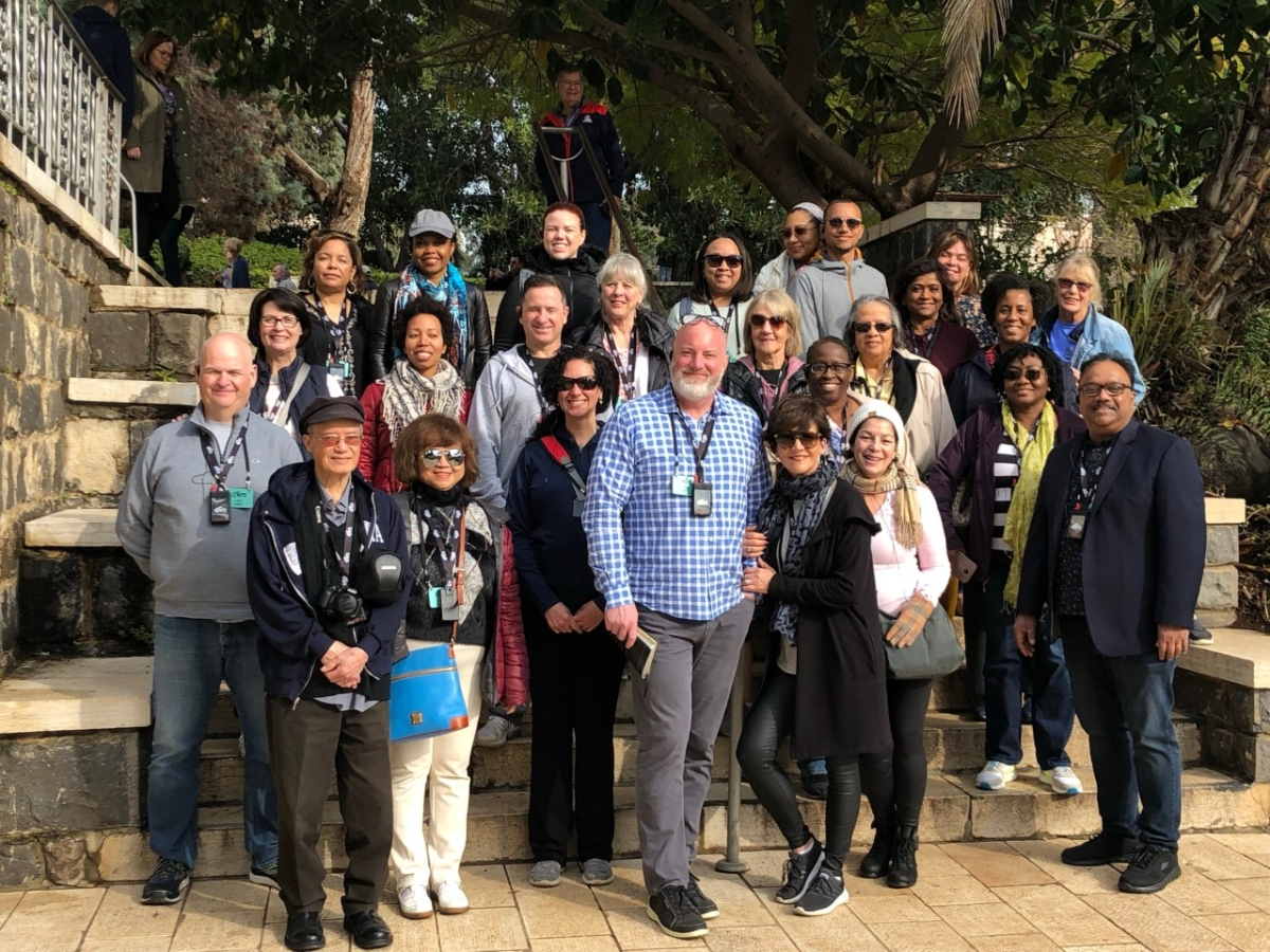 A group from The Life Christian Church of West Orange at The Mount of Beatitudes in Israel.