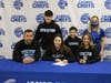 Isabella Marinello has committed to play Girls Lacrosse at Stockton University. Above, Isabella is surrounded by mom Danielle, dad Joe, brother Joe (left), brother Nick (right) and Head Coach Angela Giampino-Vasi.