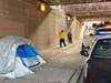 Police and a social service advocate found a homeless man shelter after he was spotted living in a tent beneath an overpass in Newark last week.