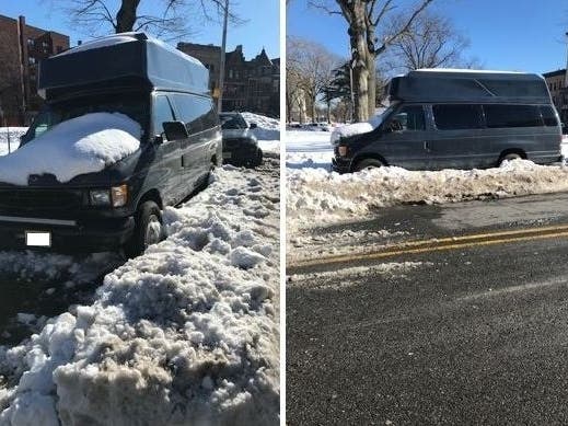 Newark firefighters rescued a woman who was stranded in her vehicle near Lincoln Park. She was dug out on Thursday, authorities said.