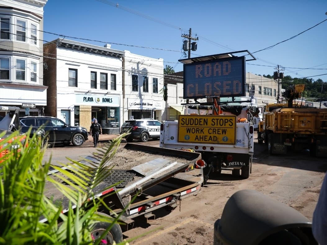Gov. Phil Murphy was among the officials who toured sites in Essex County in the wake of Hurricane Ida. Above, a view of Millburn on Sept. 2.