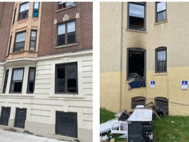  A two-alarm fire in Newark left dozens of people without a home on Monday, authorities said.