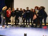 Seton Hall Fire survivors Shawn Simons and Alvaro Llanos recently gave a presentation about fire safety and living after being injured in a fire to about 350 Belleville High School seniors.
