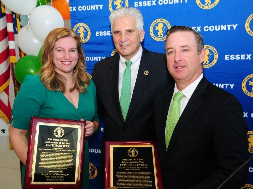 Officials recently honored residents of Montclair and Verona as the 2022 Essex County Irishman and Irishwoman of the Year.