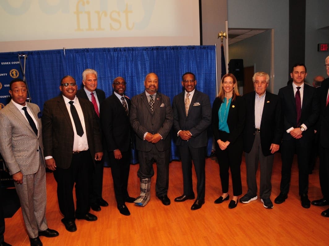 Essex County Executive Joseph DiVincenzo Jr. (third from left) presented the 2022 State of the County Address at the Essex County Hospital Center in Cedar Grove on Monday, April 11.