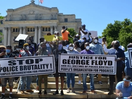 Protesters gather in Newark, New Jersey in May 2020 to march against police brutality after the death of George Floyd in Minnesota.
