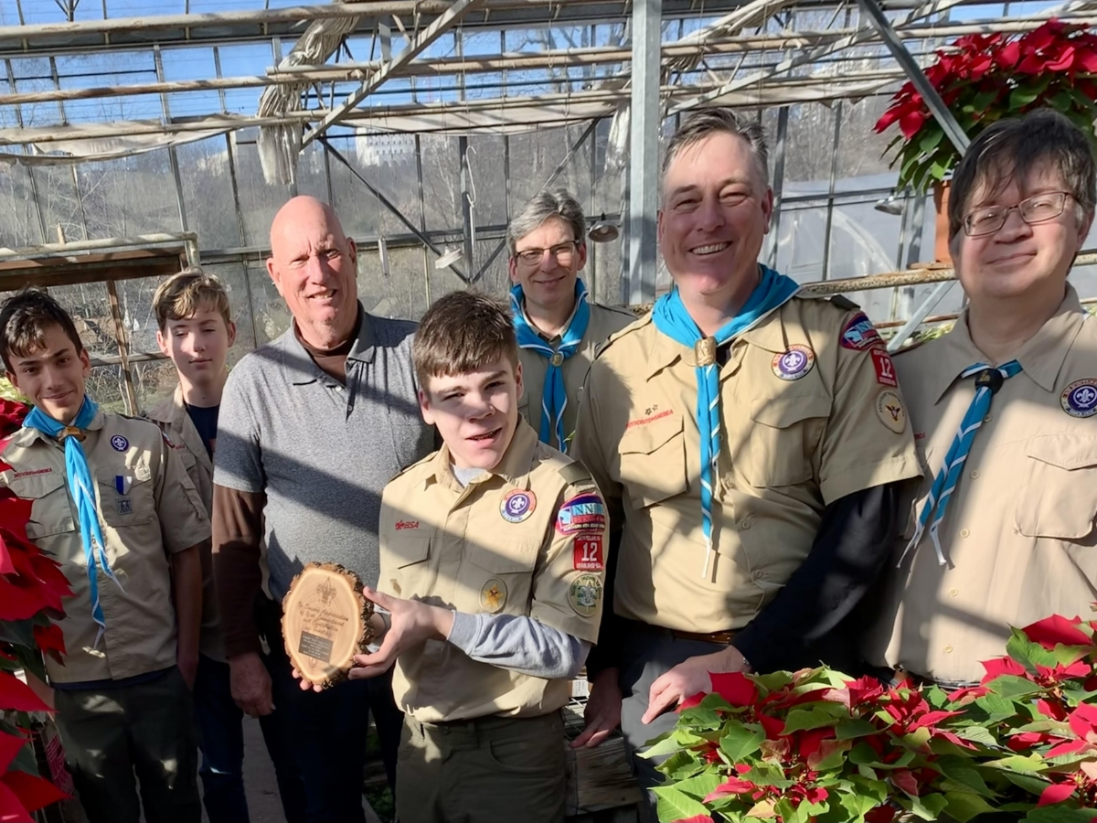 Montclair Boy Scout Troop 12 recently recognized Harry “Skip” Bartlett of Bartlett’s Greenhouse and Florists (814 Grove Street, Clifton) for the “many years of support that he has provided to scouting and the greater Montclair community.”