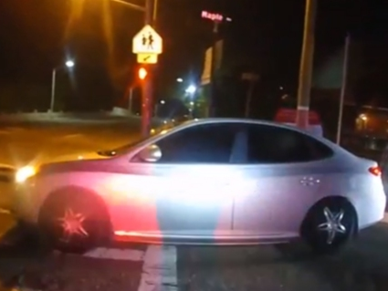 A car pauses at an intersection before speeding away from Montclair police officers. It later crashed in Glen Ridge, authorities said.