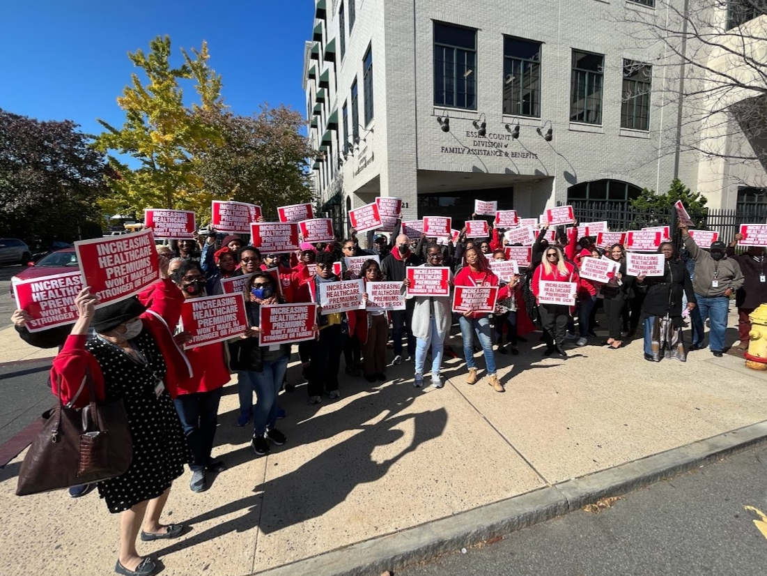 The Communications Workers of America spearheaded a rally in Newark on Thursday to protest insurance rate hikes for state workers across New Jersey. Other groups also held separate rallies in Essex County, including a gathering in South Orange.