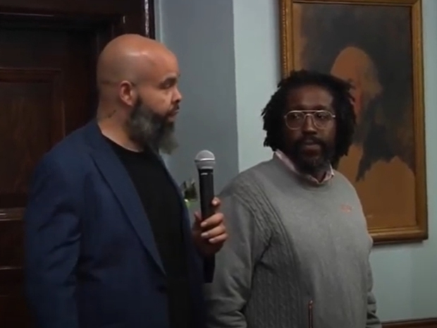 Corey Dishmen and Charles Penn, the owners of The Library, speak about their proposed cannabis dispensary during a meeting of the West Orange Town Council on Oct. 25, 2022.