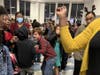 The West Orange Special Education Advisory Committee recently hosted a winter dance party, with a local police officer acting as a DJ.