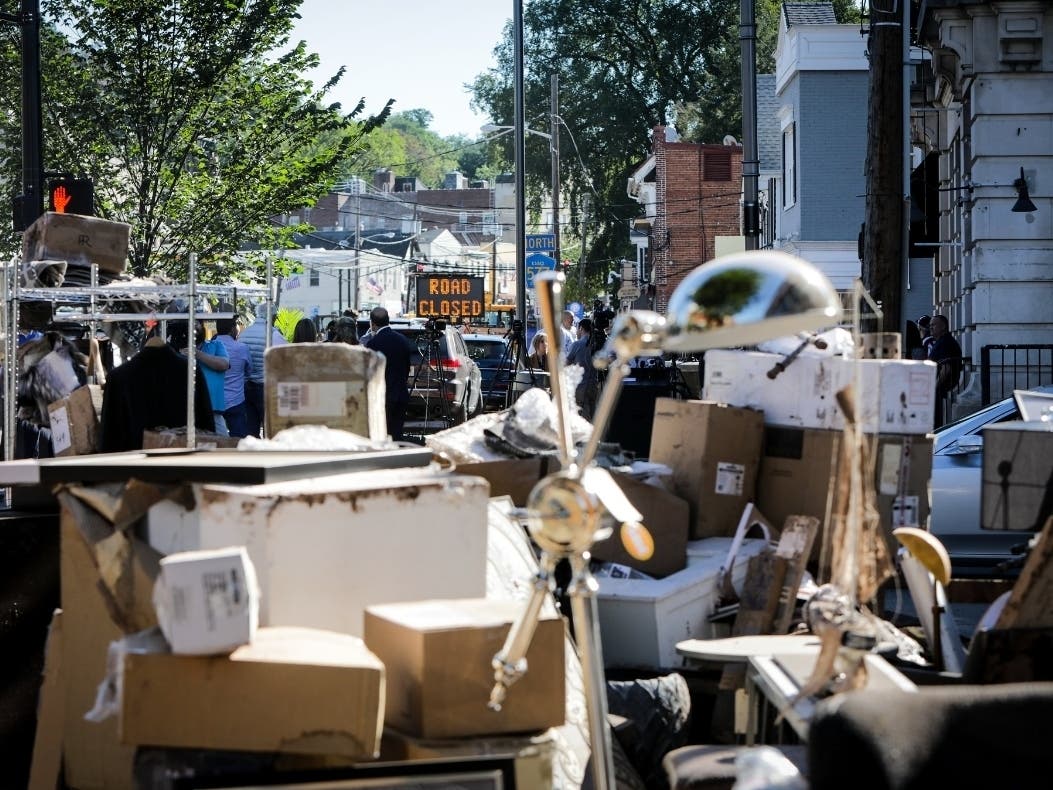 Gov. Phil Murphy and other officials visit Millburn in September 2021 in the wake of Hurricane Ida.
