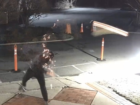 Montclair’s mayor and school superintendent issued statements condemning a Molotov cocktail attack on a nearby synagogue in Bloomfield that took place early Sunday morning. Above, a surveillance image taken at the scene.